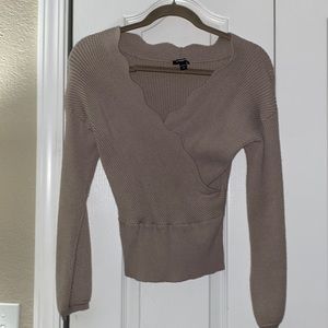 scallop cris cross sweater